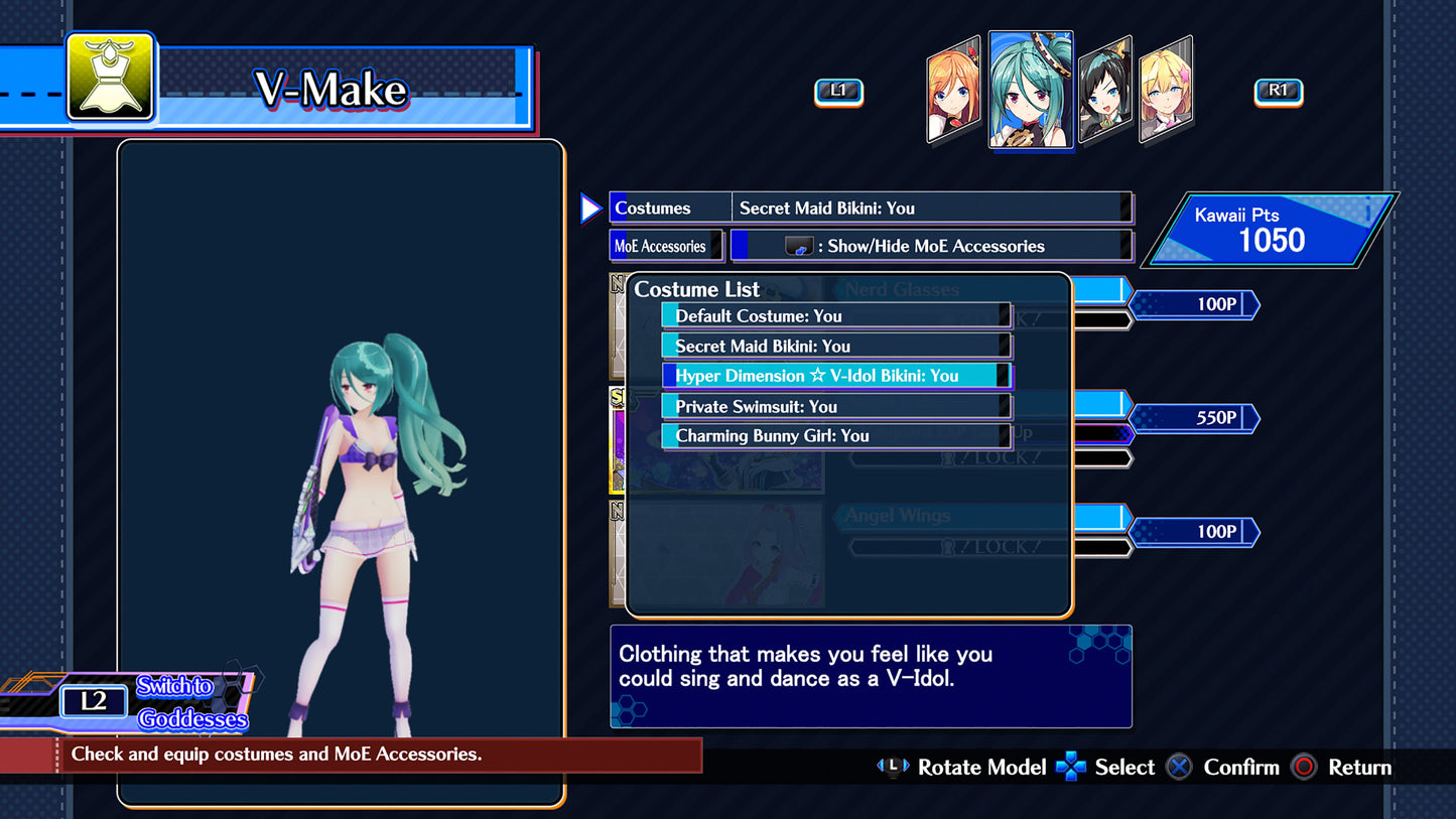Neptunia Virtual Stars - Swimsuit Outfit: V-Idol Set